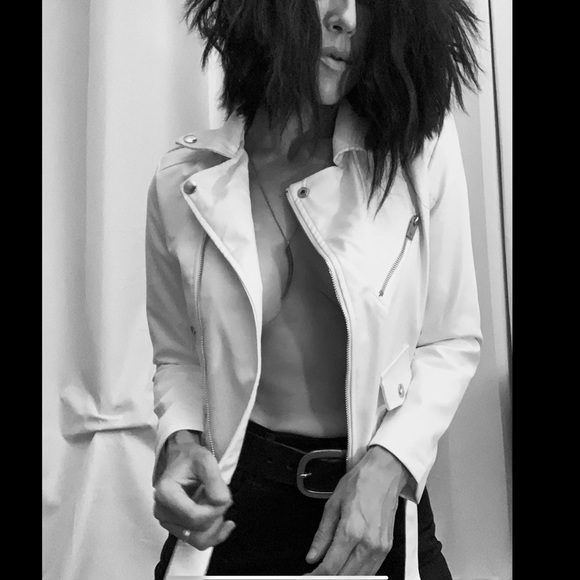 Mark & Morten White Vegan “Leather” motorcycle jacket (small) - Picture 2 of 10